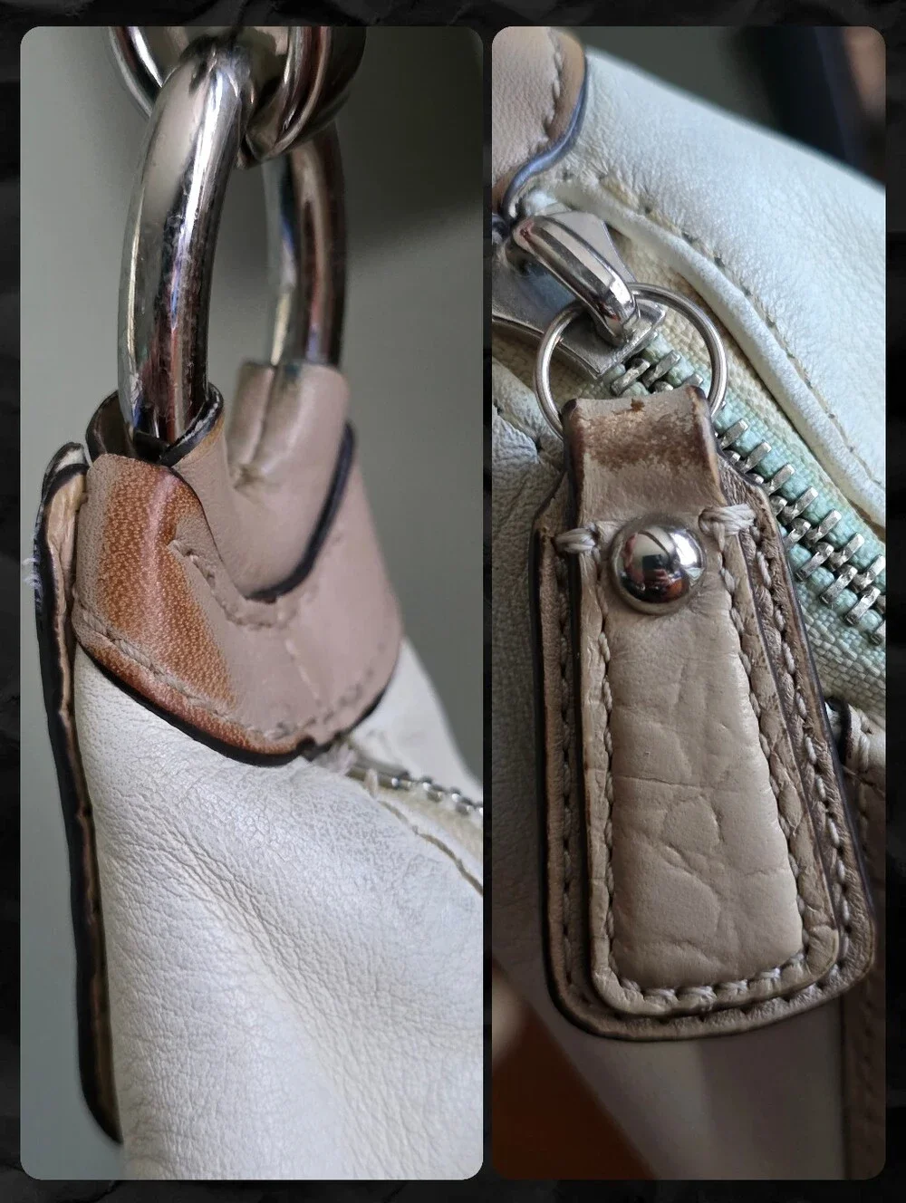Coach F22509 Kristin Spectator Y2K Hobo White Tan Snake Embossed Leather Bag